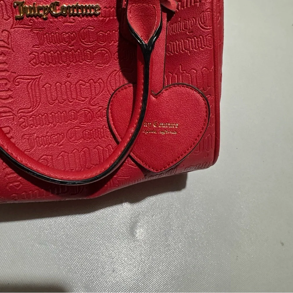 Juicy Couture Red Embossed Top‎ Handle Satchel Shoulder Bag Purse